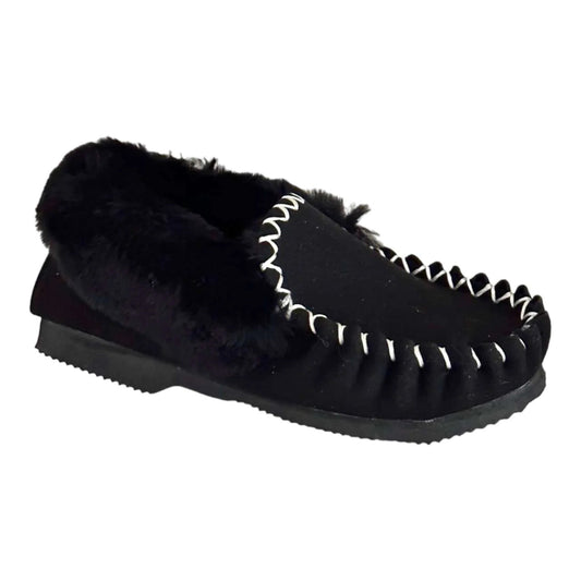 100% Australian Merino Sheepskin Moccasins Slippers Winter Casual Genuine Slip On UGG - Black-0