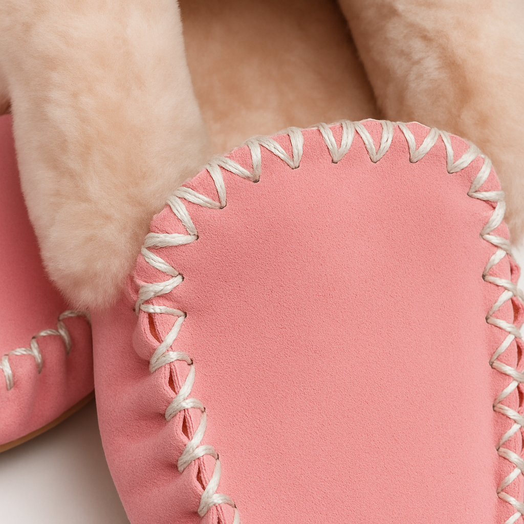 100% Australian Merino Sheepskin Moccasins Slippers Winter Casual Genuine Slip On UGG - Hot Pink-3