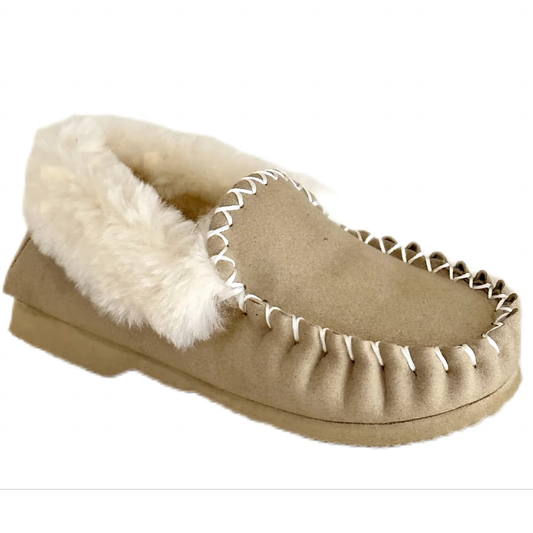 100% Australian Merino Sheepskin Moccasins Slippers Winter Casual Genuine Slip On UGG - Sand-0