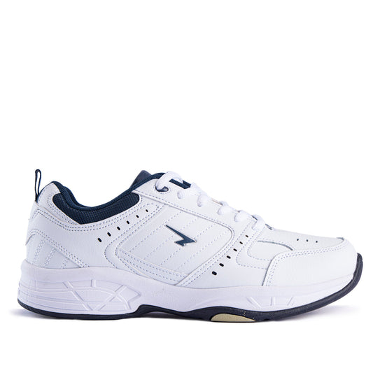 Defy Senior Leather Lace Up Cross Trainer - White Navy-0