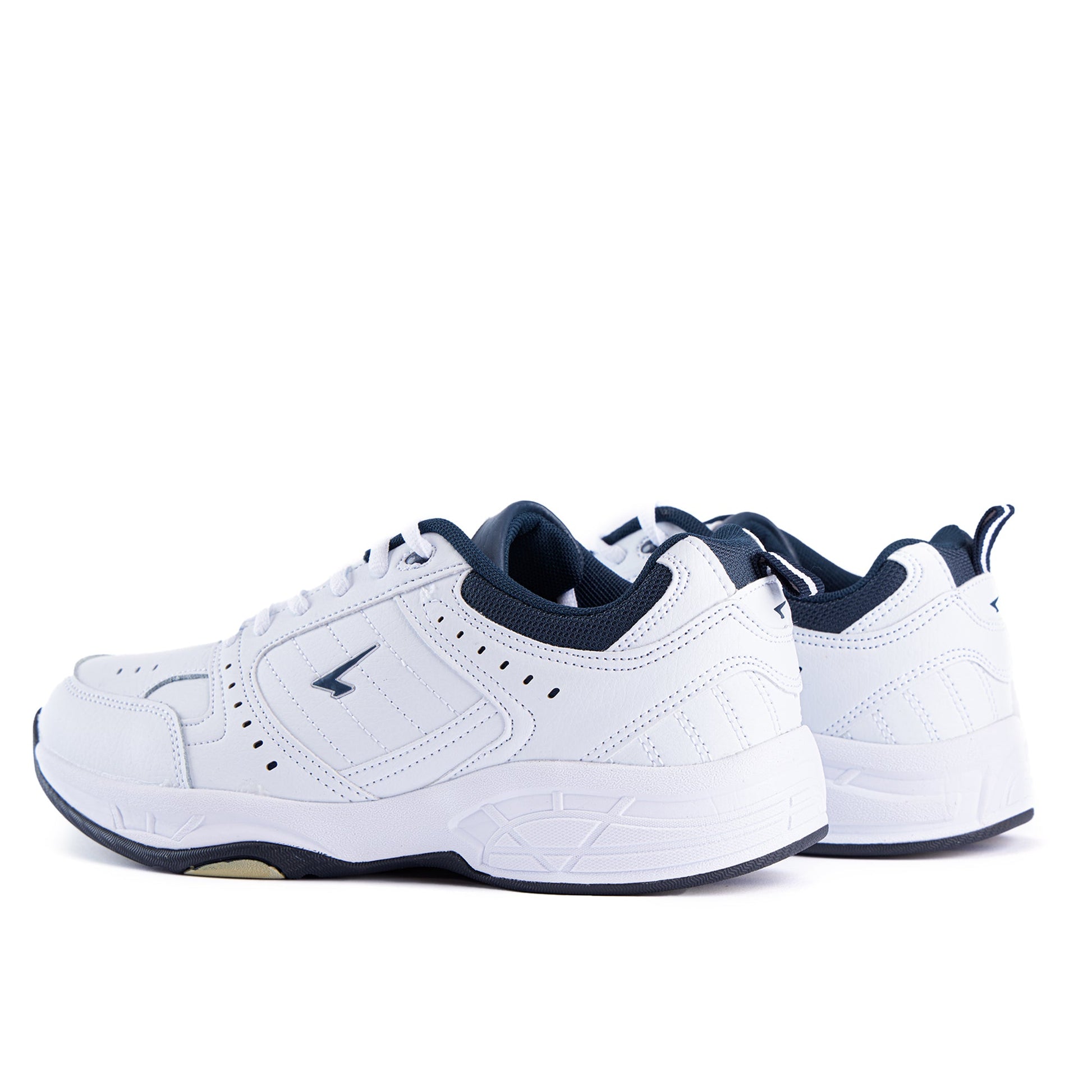 Defy Senior Leather Lace Up Cross Trainer - White Navy-2