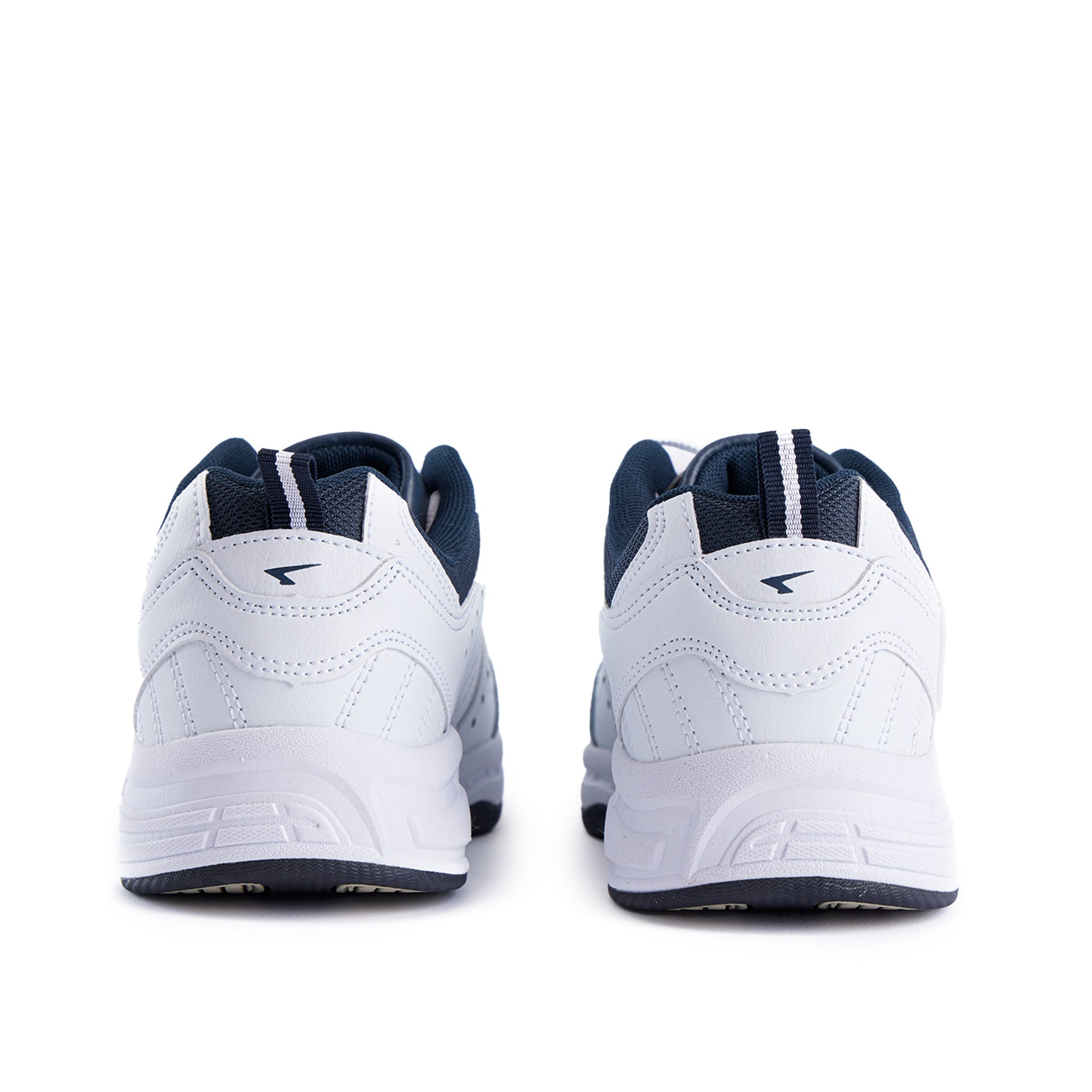 Defy Senior Leather Lace Up Cross Trainer - White Navy-3