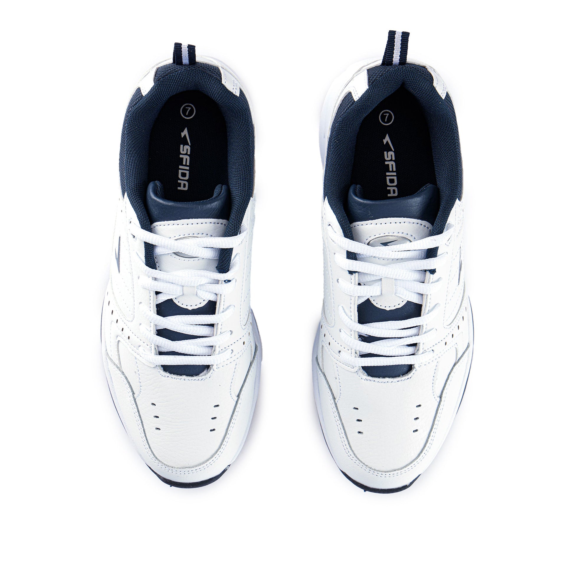 Defy Senior Leather Lace Up Cross Trainer - White Navy-4