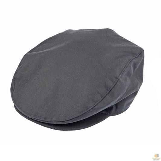 DENTS Halley Stevenson Waxed Cotton Flat Cap Ivy Hat Driving Cabbi Lined - Navy