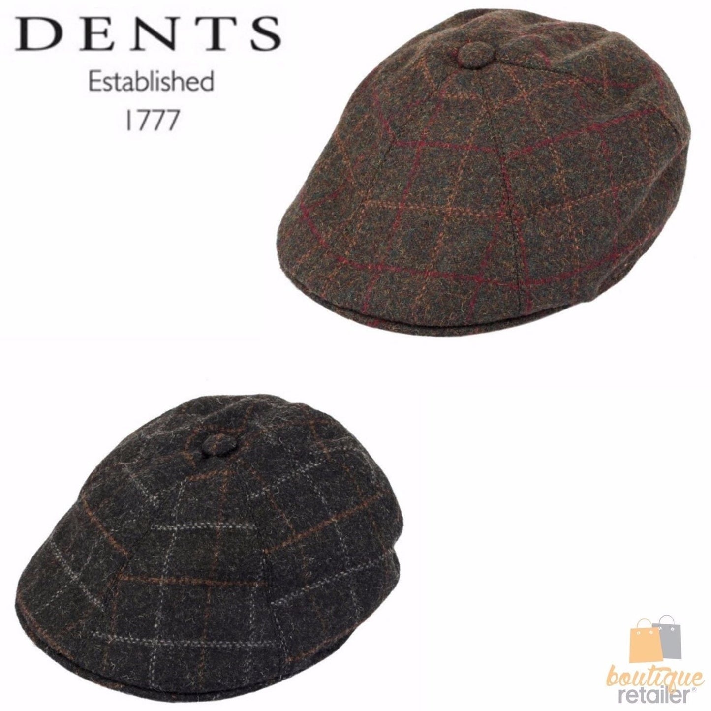 Dents Window Pane Check Driver Cap Driving Cabbie Quilted Satin 1-3037-1