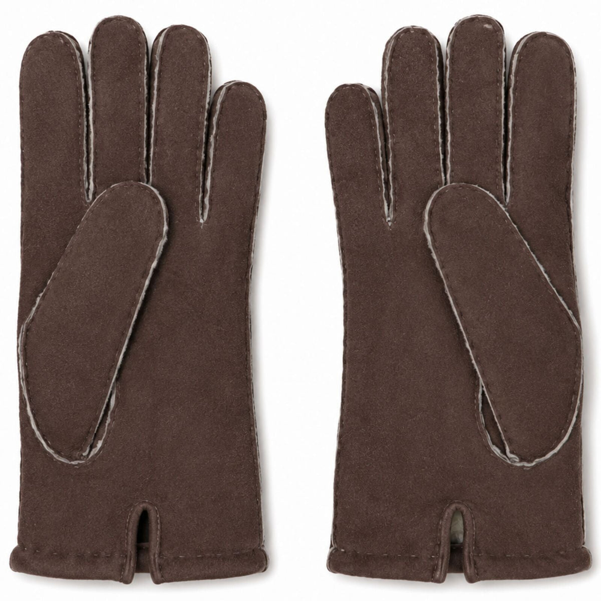 Mens York Lambskin Leather Gloves Fleecy Lining Hand Sewn Winter Warm - Mahogany