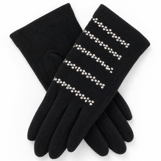 Dents Ladies Wool Blend Knit Gloves One Size Winter Warm Womens - Black