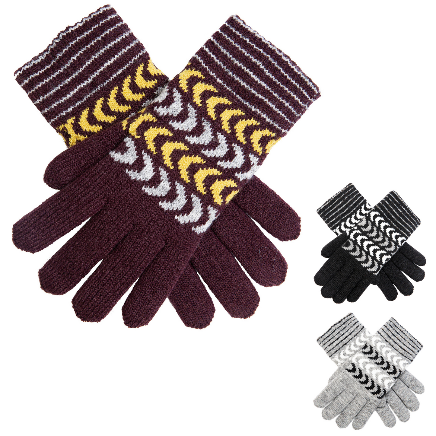 DENTS Ladies Womens Gloves Fleece Lined Warm Chevron Winter Ski-0