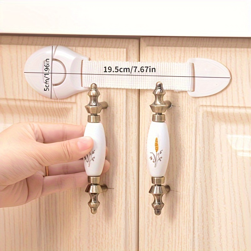 10x Kids Child-Safe Cabinet/Drawer Latch Locks No-Drill Baby Adhesive Straps in White