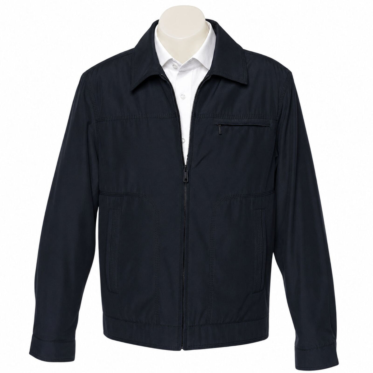 Sam Mens Full Zip Lined Jacket Blazer Cotton Polyester Winter Warm Coat - Black