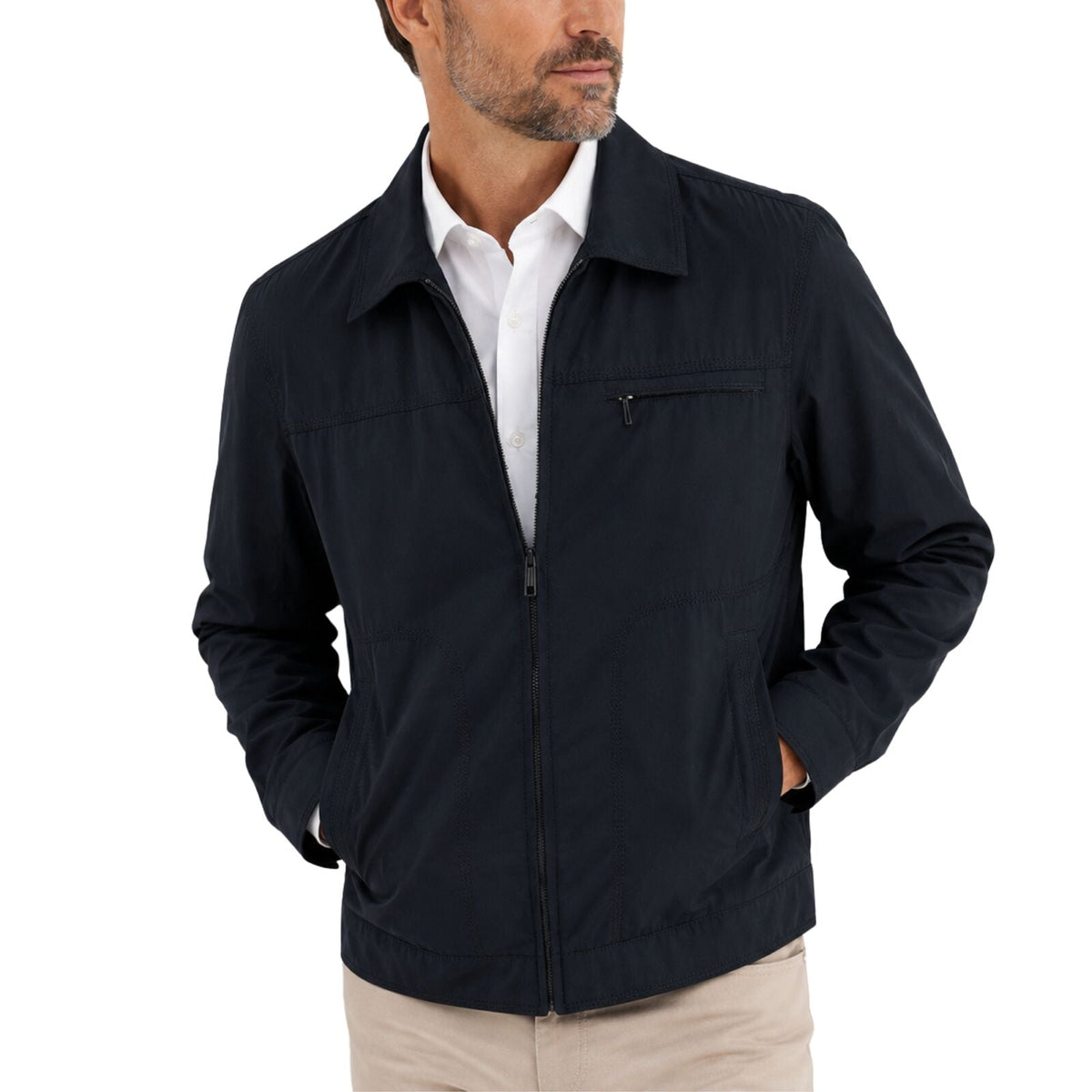 Sam Mens Full Zip Lined Jacket Blazer Cotton Polyester Winter Warm Coat - Black