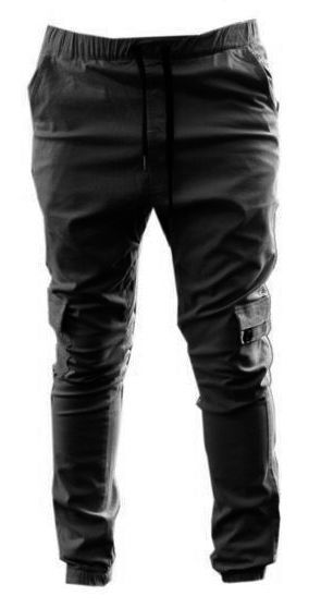 Deluxe Stretch Skinny Cargo Pants Cotton Chinos Slim Cuffed - Black - XL (36""-38"")-0