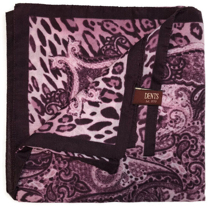 Ladies Animal Print & Paisley Scarf Made in Italy 90 x 90cm Winter - Amethyst