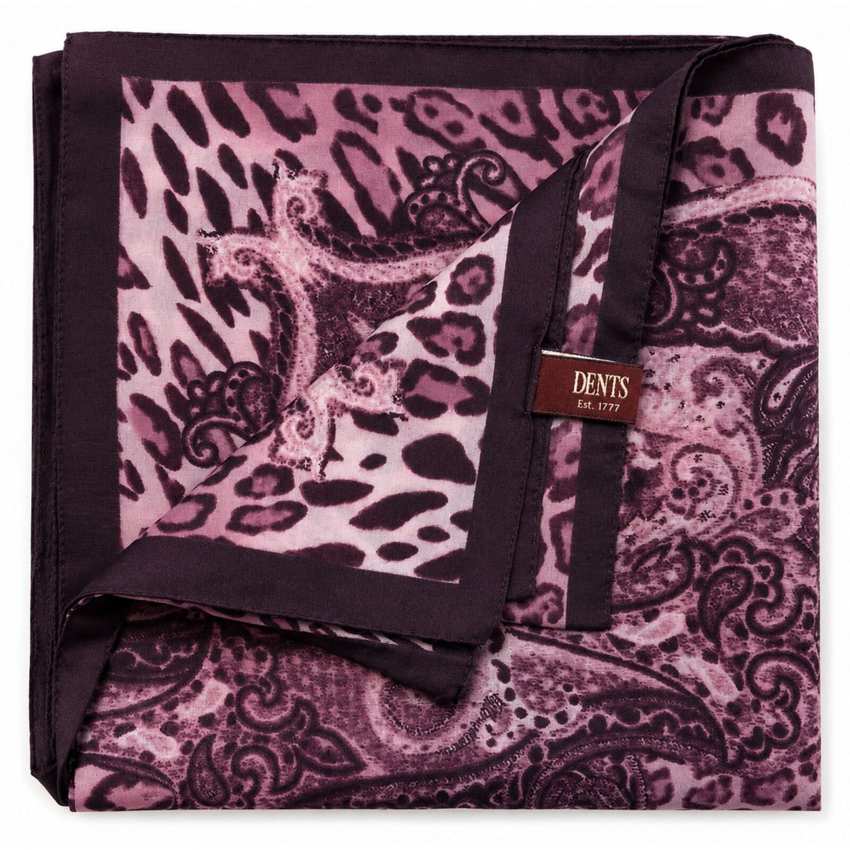 Ladies Animal Print & Paisley Scarf Made in Italy 90 x 90cm Winter - Amethyst