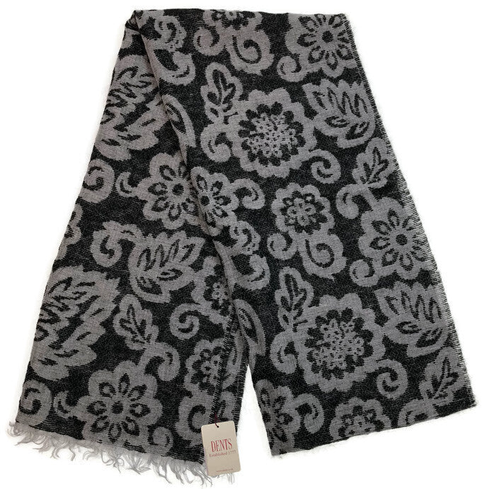 DENTS Large Pashmina Style Scarf w Floral Design Wool Blend Warm Winter-3
