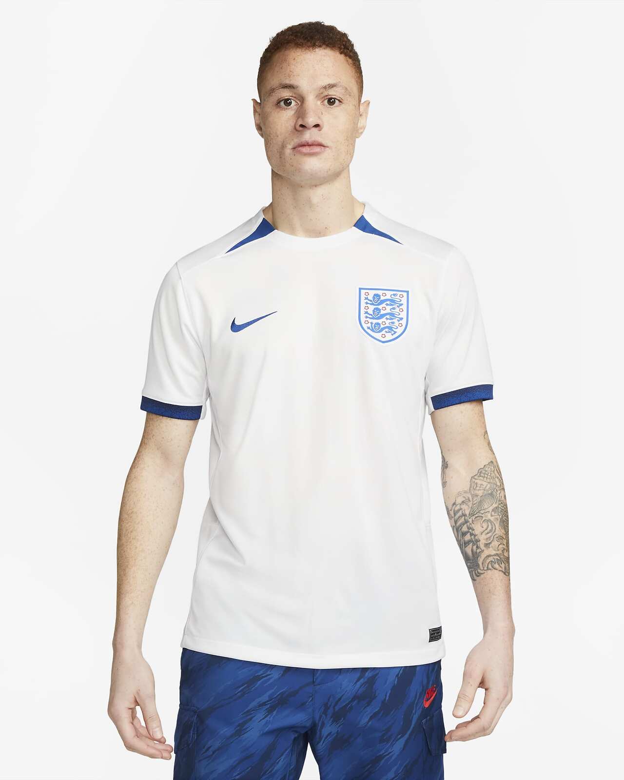 Nike Mens England National 2023 Stadium Home Dri-FIT Soccer Football Jersey Top-0