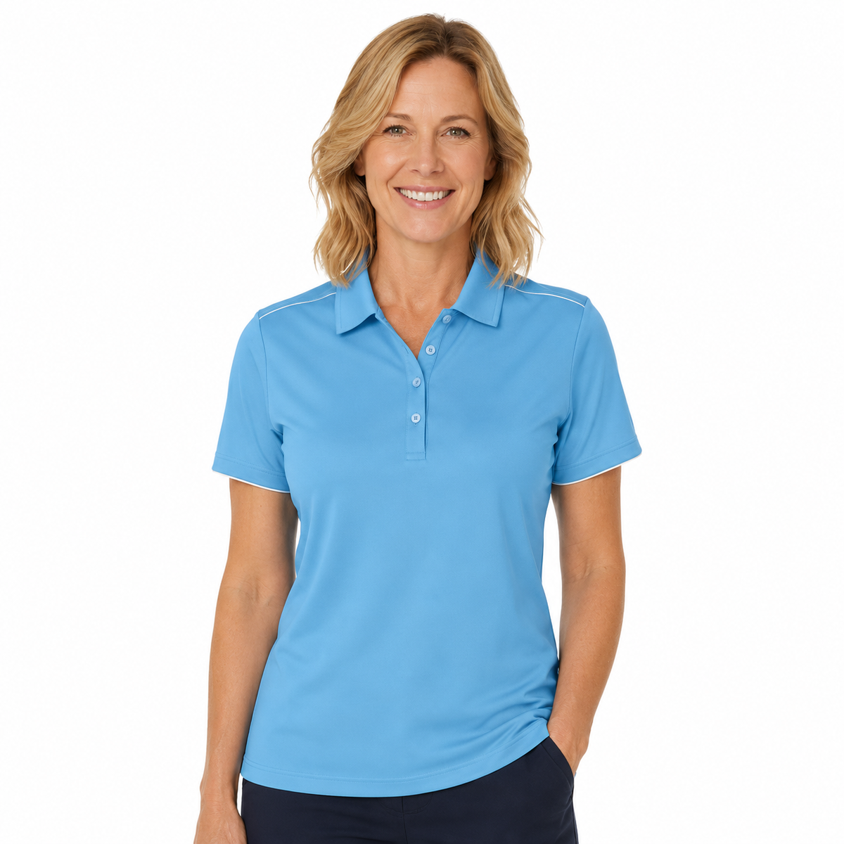 Sporte Leisure Womens Bond Dri-Sporte Polo Shirt Top in Bondi Blue