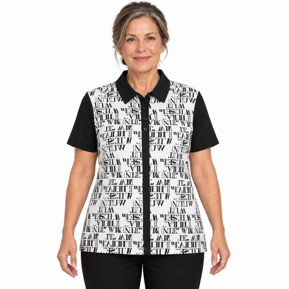 Sporte Leisure Verse 4-Button Sublimated Short Sleeve Golf Polo Shirt in White