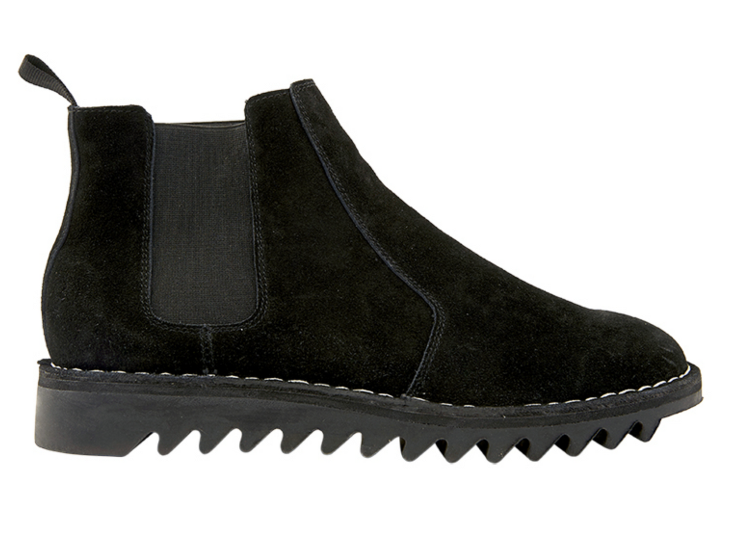 Ripple Sole Mens Ducatti Chelsea Suede Desert Boots Shoes Slip On - Black-5