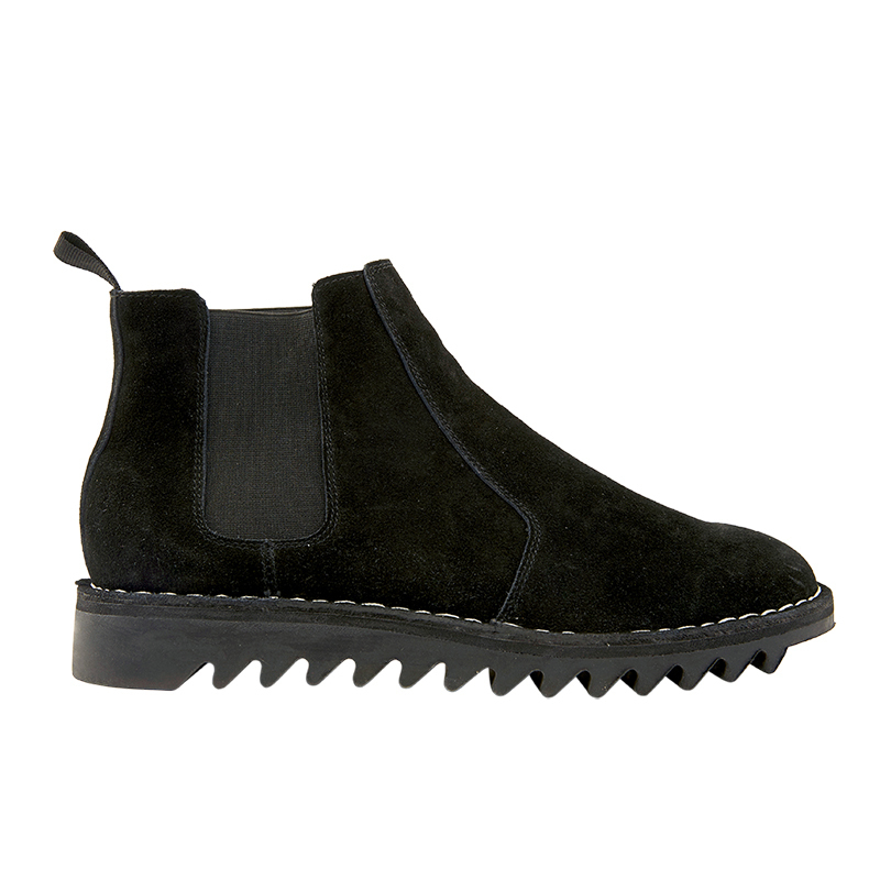 Ripple Sole Mens Ducatti Chelsea Suede Desert Boots Shoes Slip On - Black-4