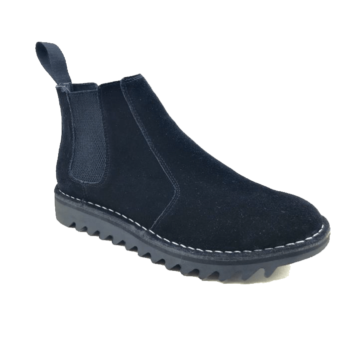 Ripple Sole Mens Ducatti Chelsea Suede Desert Boots Shoes Slip On - Black-3