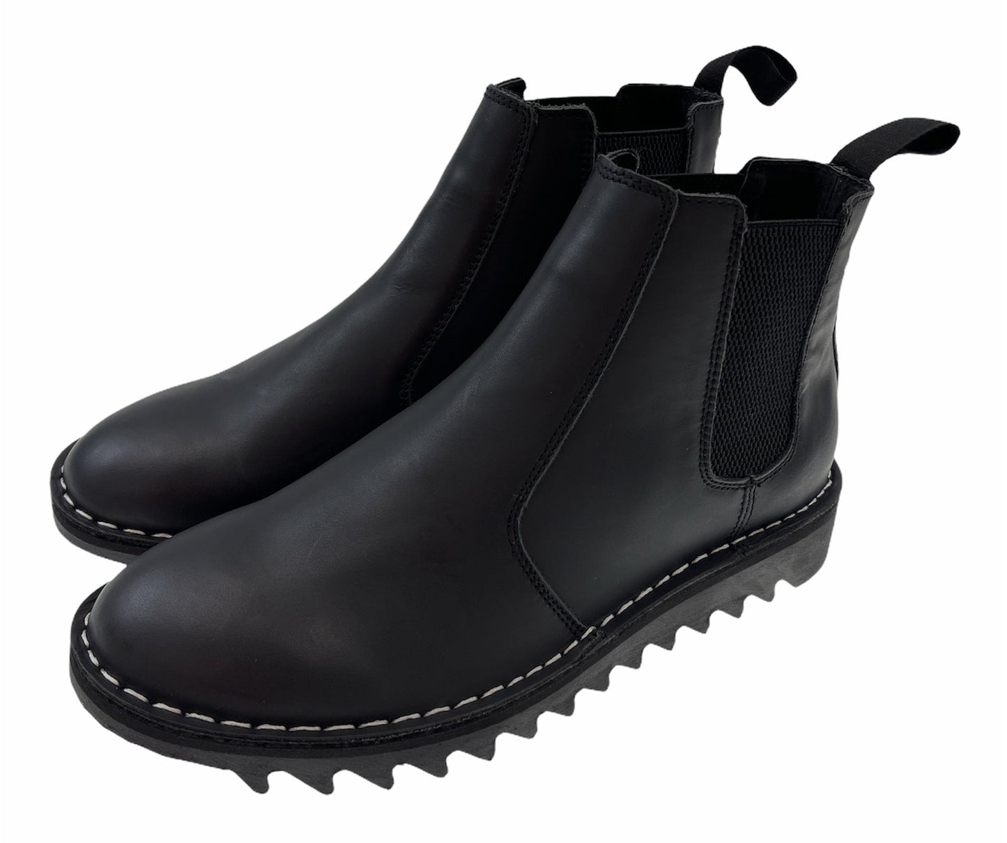 Ripple Sole Mens Ducatti Chelsea Desert Boots Leather Shoes Slip On - Black-8