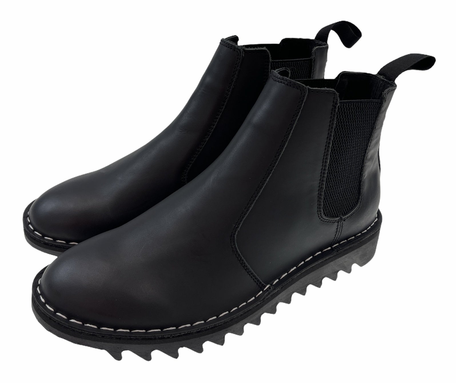 Ripple Sole Mens Ducatti Chelsea Desert Boots Leather Shoes Slip On - Black-9