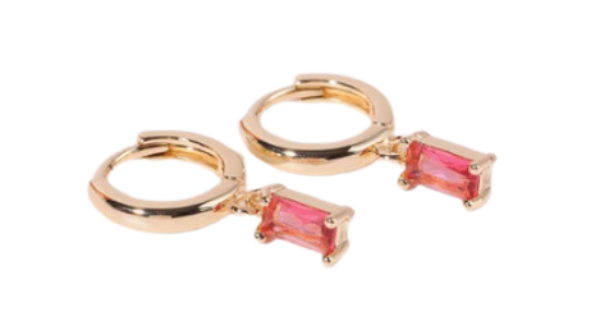 Dangling earring - pink/orange stone – Tarnish Proof Jewellery-0