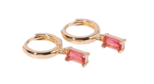 Dangling earring - pink/orange stone – Tarnish Proof Jewellery-0