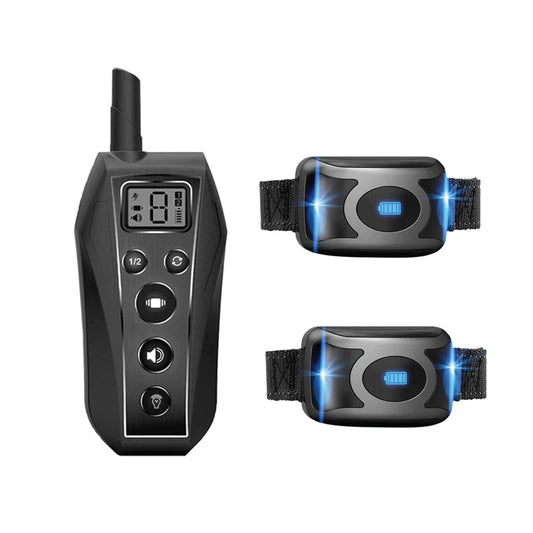 Dog Bark Collar - 2x 600m Range Receivers Vibration IPX7 Waterproof Training Aid-0