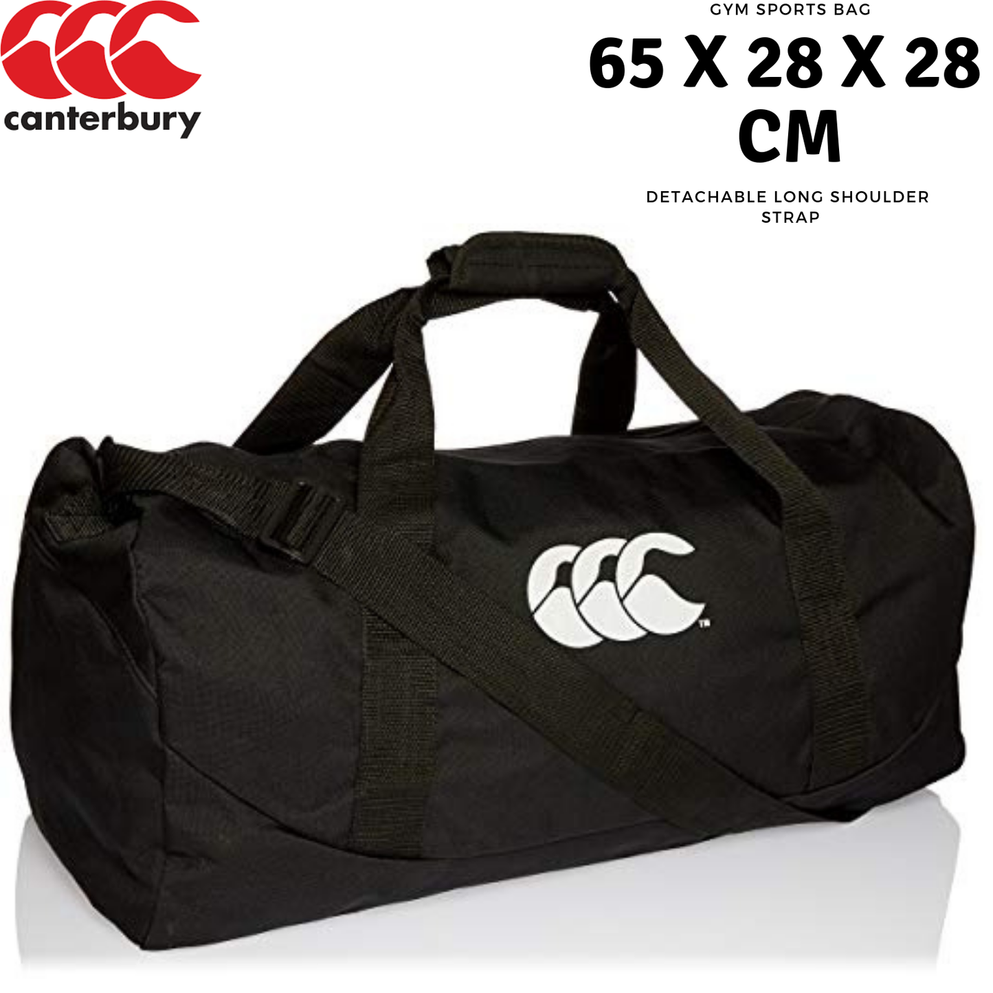 Canterbury 51L Packaway Bag Gym Sports Duffle Duffel Travel - Black-1