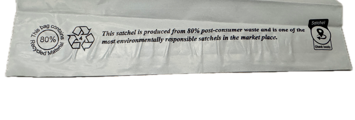 Enviro Recycled Courier Satchels Poly Mailer Bag Accredited Self Sealing Shipping - 1kg (385x265x45mm)