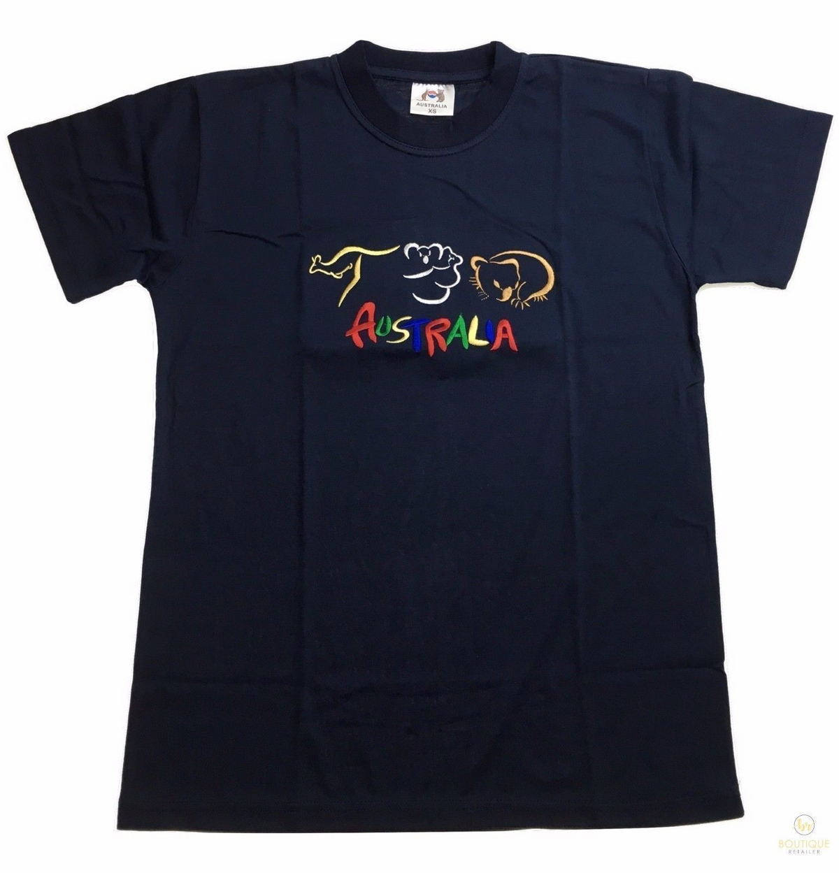 Adult Australia T Shirt Kangaroo Koala 100% Cotton Souvenir Tee Top - Navy Blue