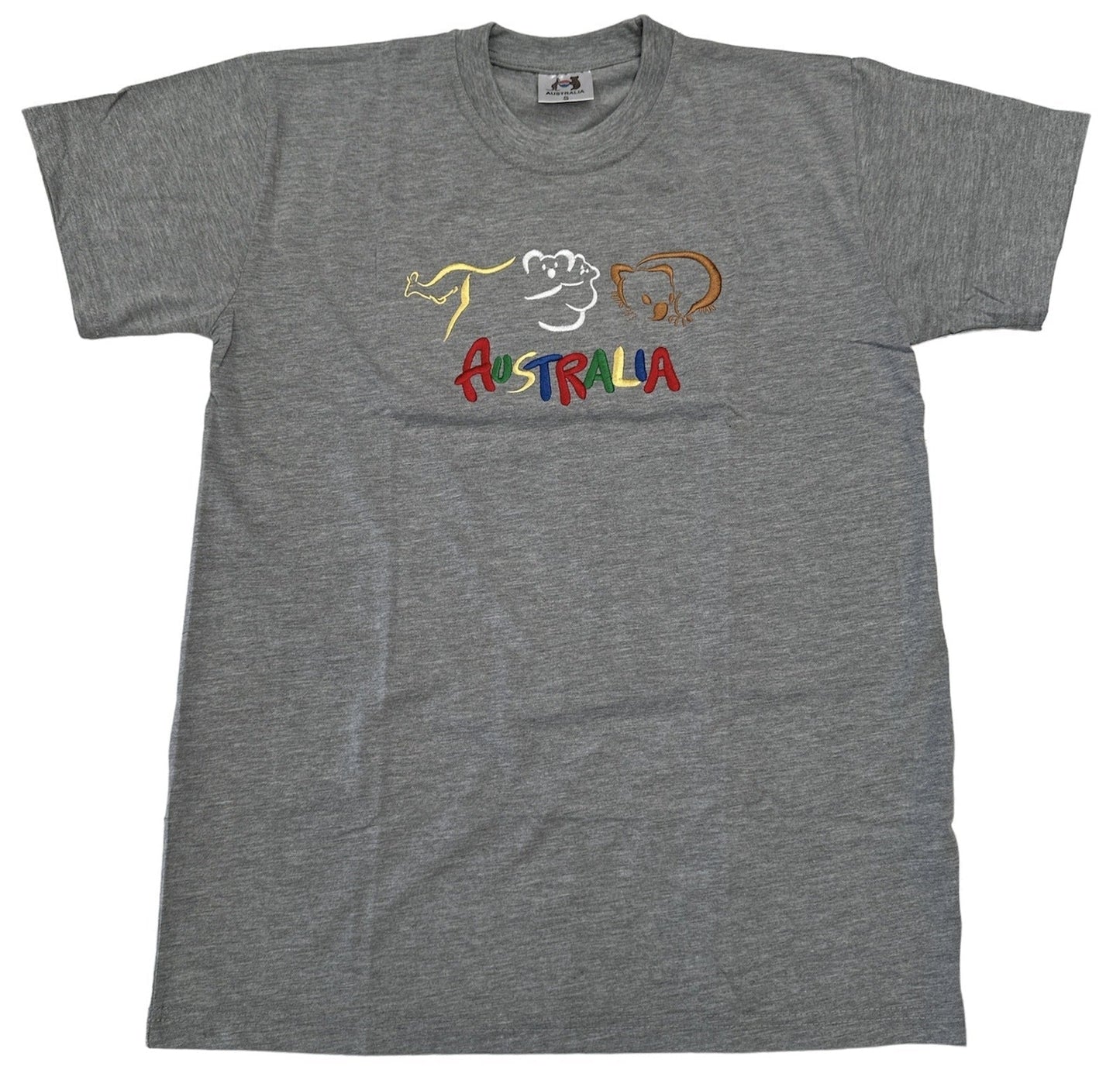 Adult Australia T Shirt Kangaroo Koala 100% Cotton Souvenir Tee Top - Grey-1