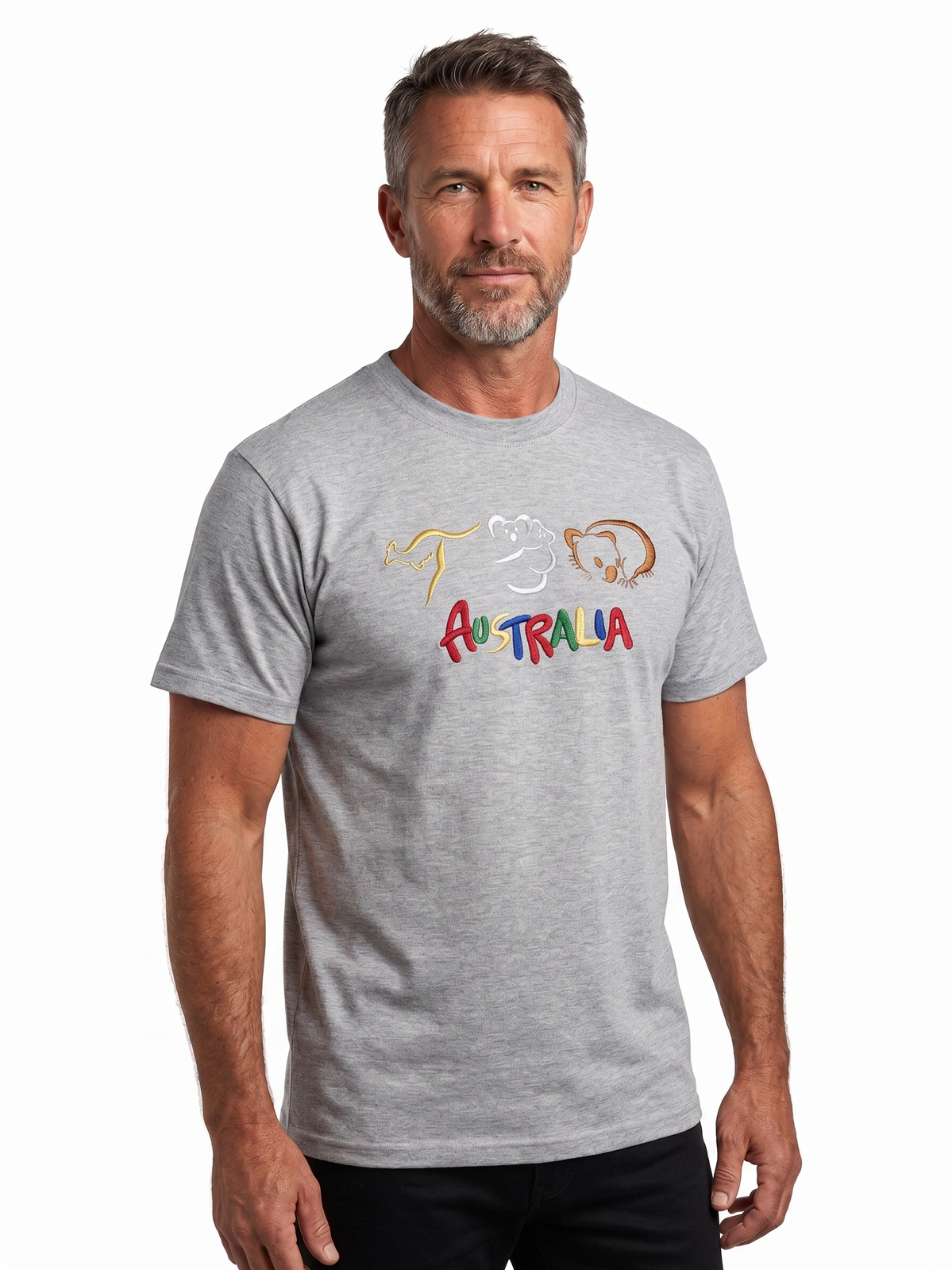 Adult Australia T Shirt Kangaroo Koala 100% Cotton Souvenir Tee Top - Grey
