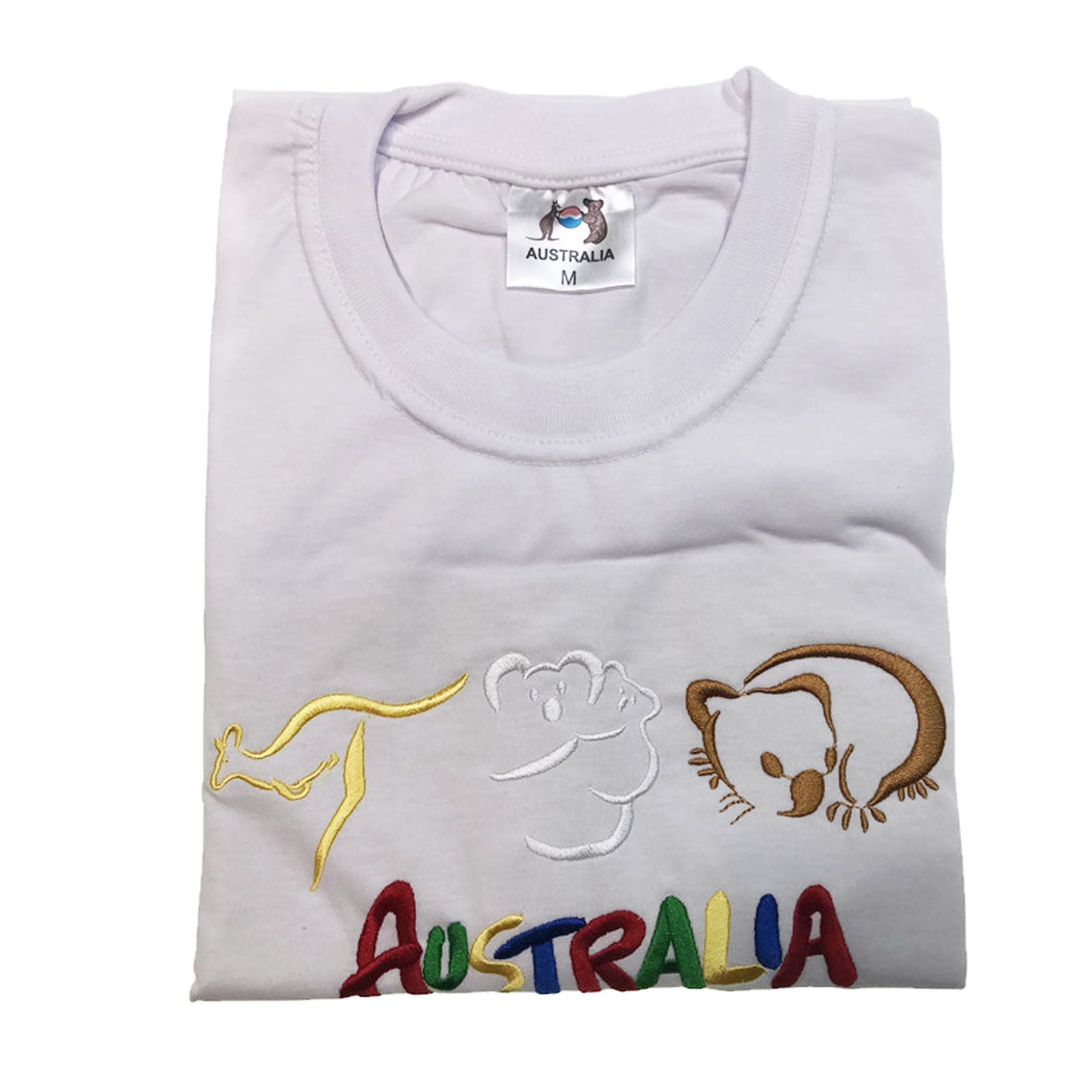 Adult Australia T Shirt Kangaroo Koala 100% Cotton Souvenir Tee Top - White-1