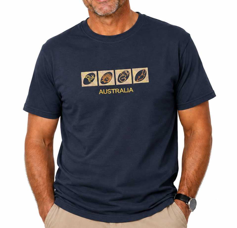 Adult Australian T Shirt Australia Day 100% Cotton Souvenir Tee Top - Navy