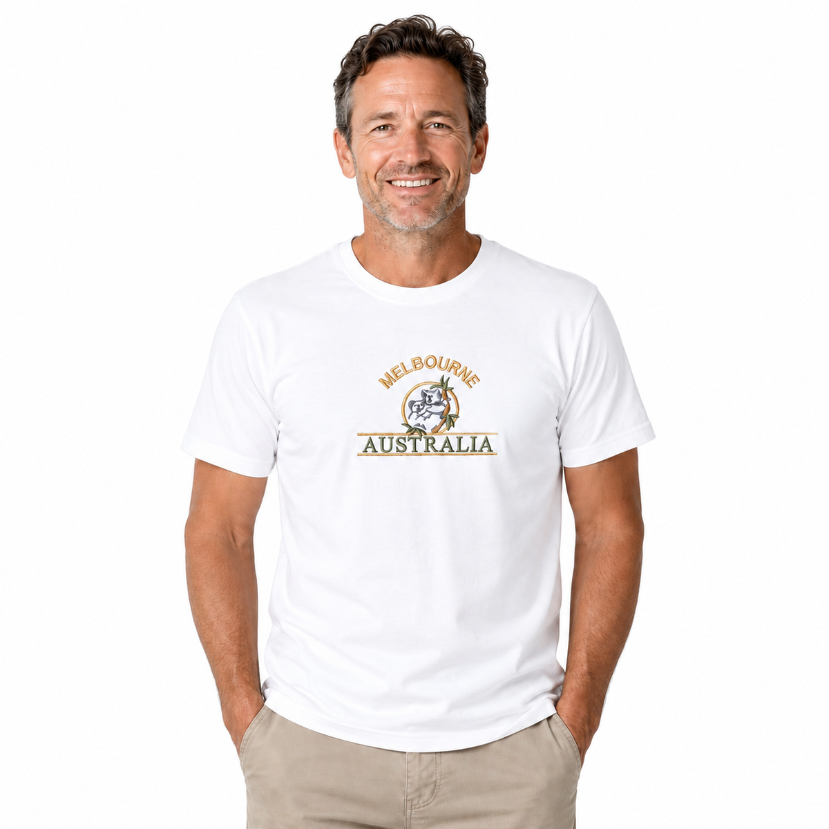 Adult Australia "Melbourne" T Shirt Australia Day Souvenir Tee Top 100% Cotton in White