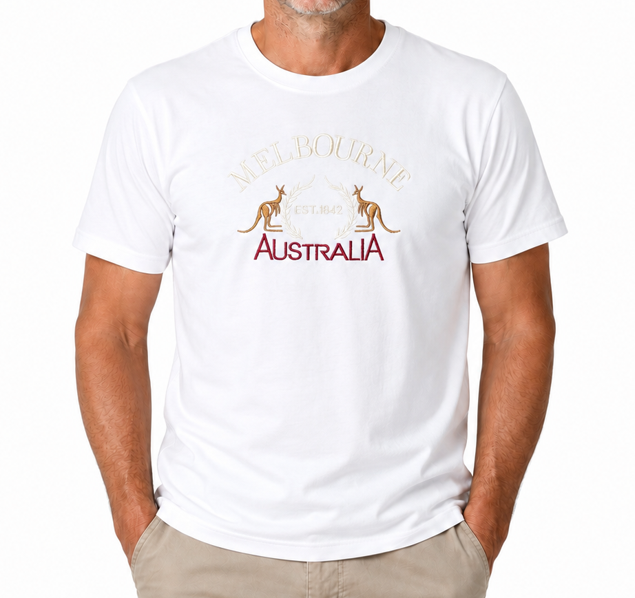 Adult Australia "Melbourne" T Shirt Australia Day Souvenir Tee Top 100% Cotton in White
