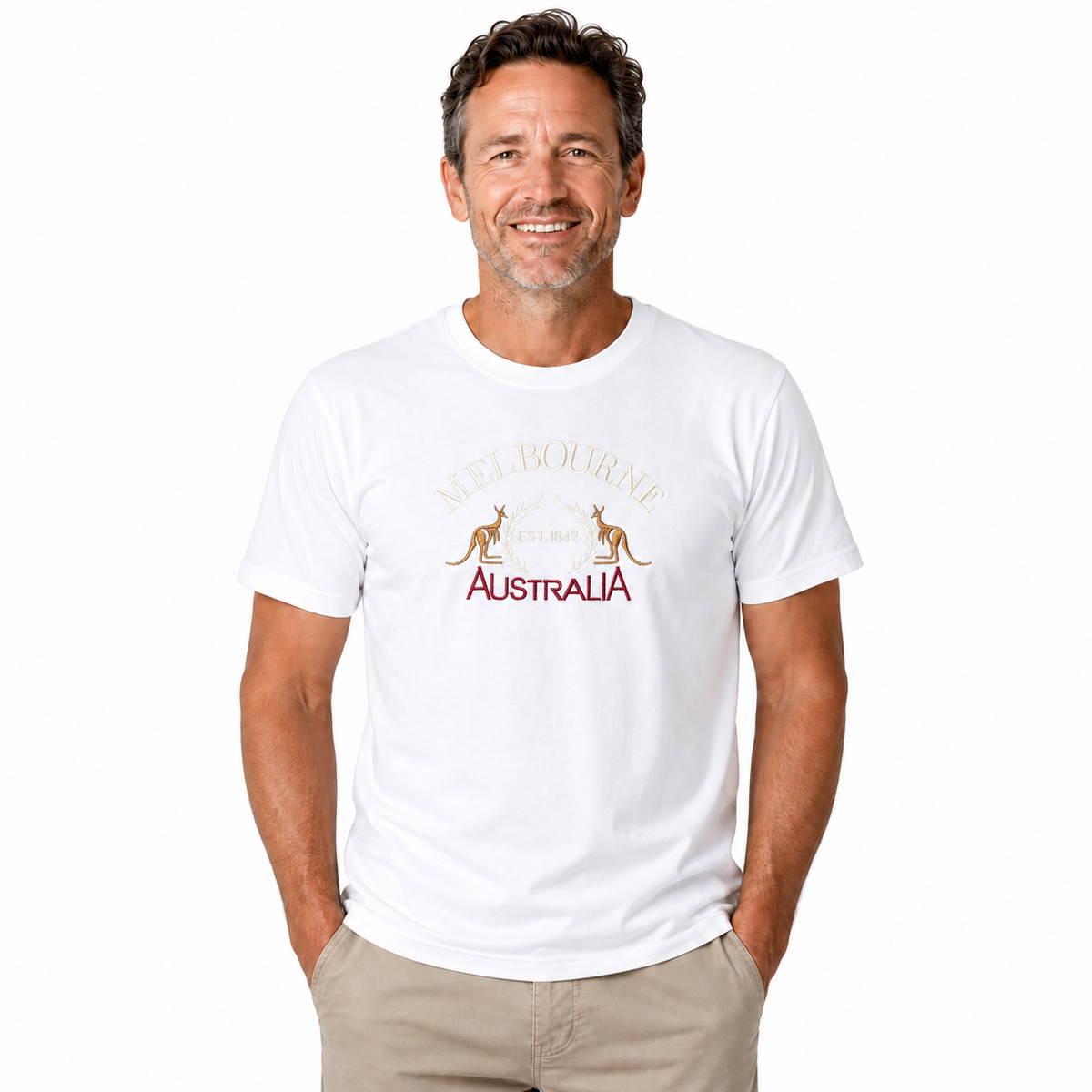 Adult Australia "Melbourne" T Shirt Australia Day Souvenir Tee Top 100% Cotton in White