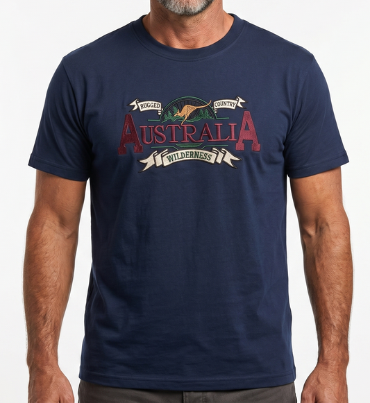 Adult Australian Souvenir T Shirt - Navy Blue (Cotton Blend Tee Top)-0