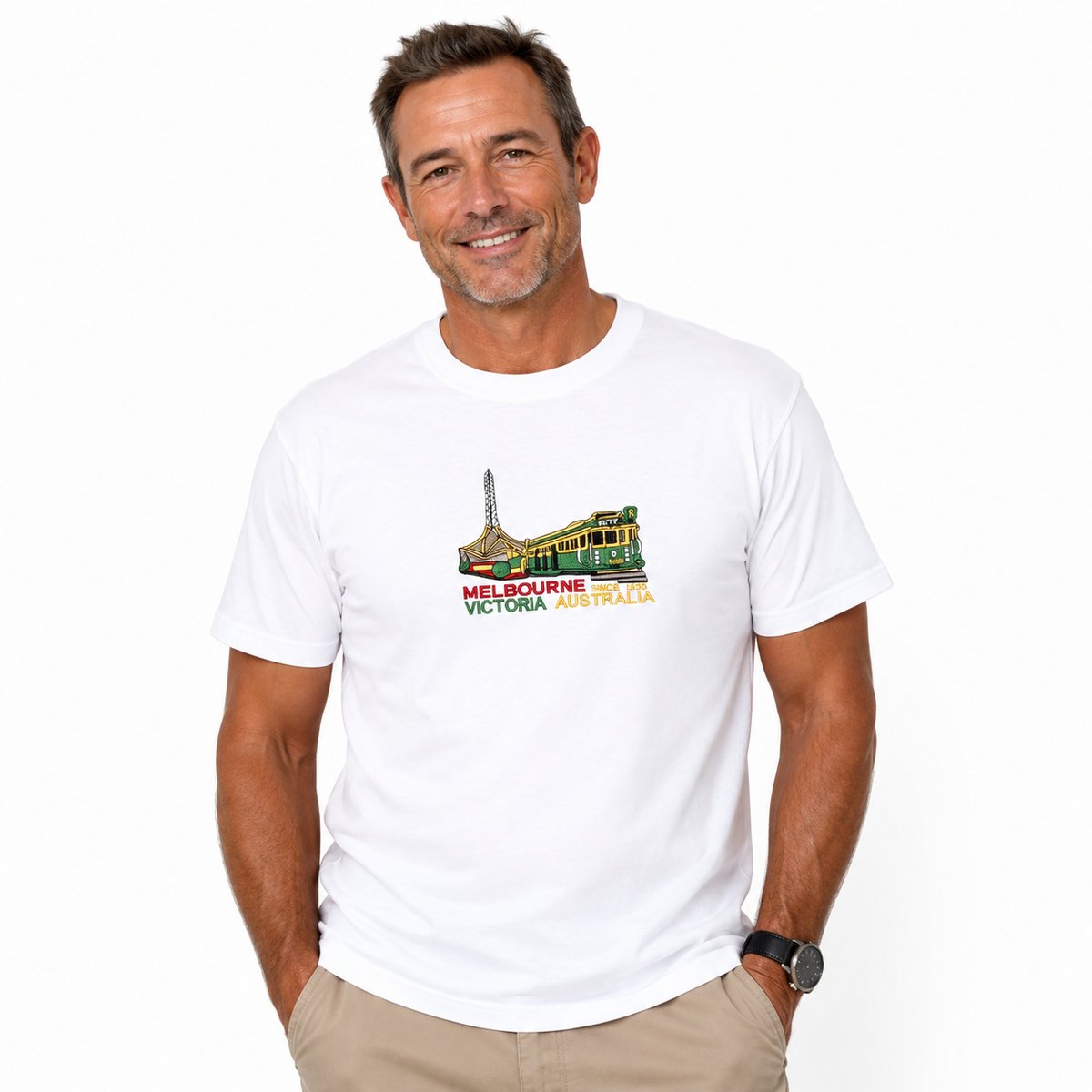 Adult Australia "Melbourne Victoria" T Shirt Australia Day Souvenir Tee Top 100% Cotton in White