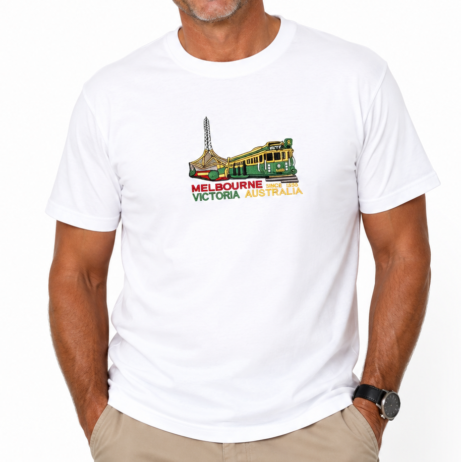 Adult Australia "Melbourne Victoria" T Shirt Australia Day Souvenir Tee Top 100% Cotton in White