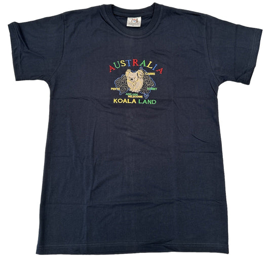 Adult Australia Koala Land T Shirt 100% Cotton Souvenir Tee Top - Navy-0