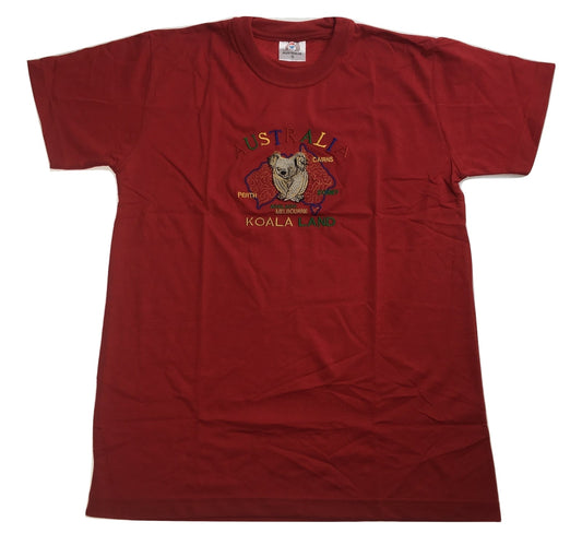 Adult Australia Koala Land T Shirt 100% Cotton Souvenir Tee Top - Red-0