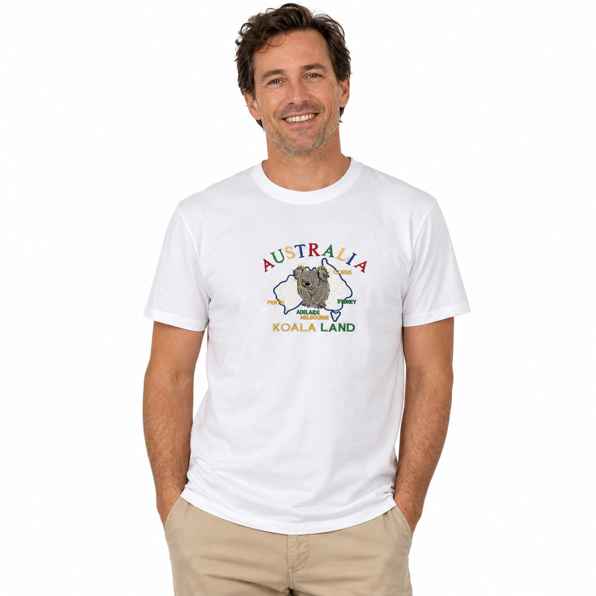 Adult Australia Koala Land T Shirt 100% Cotton Souvenir Tee Top - White