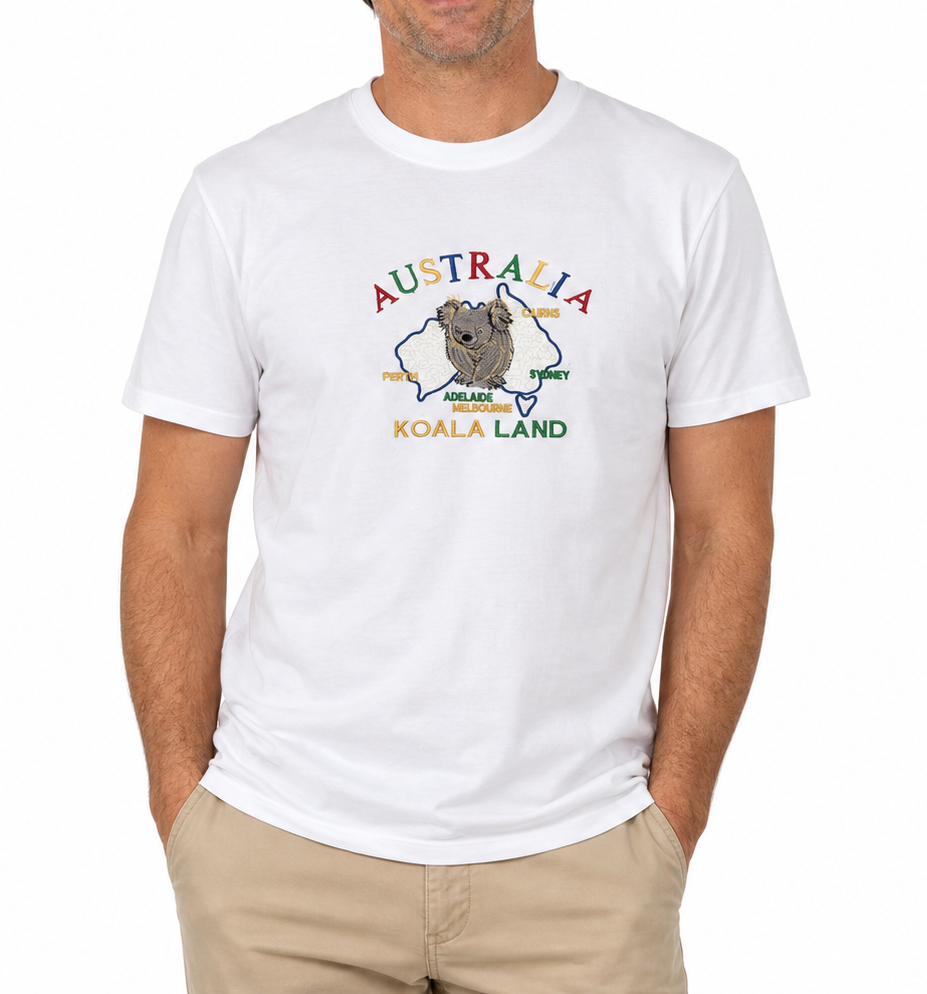Adult Australia Koala Land T Shirt 100% Cotton Souvenir Tee Top - White