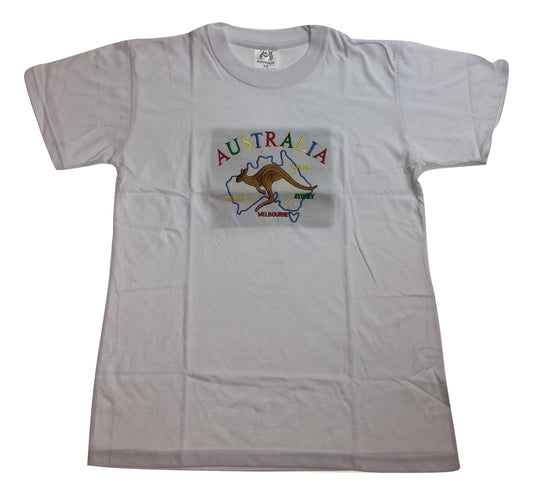 Adult Australia Kangaroo T Shirt Tee 100% Cotton Top Aussie Day - White-0