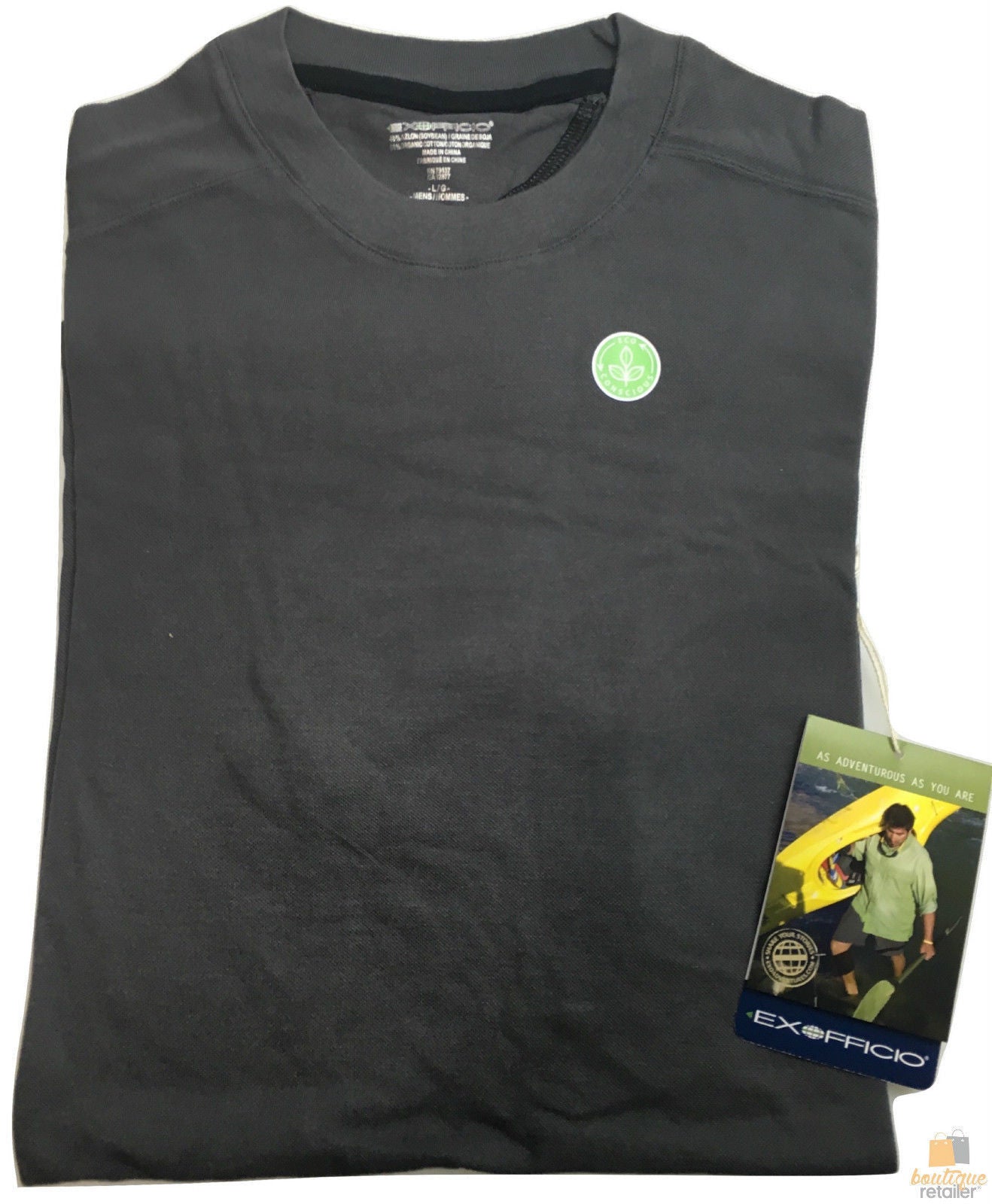 ExOfficio Satellite Tee Organic Cotton Soybean Short Sleeve Top T-Shirt Plain - Dark Pebble - L-4