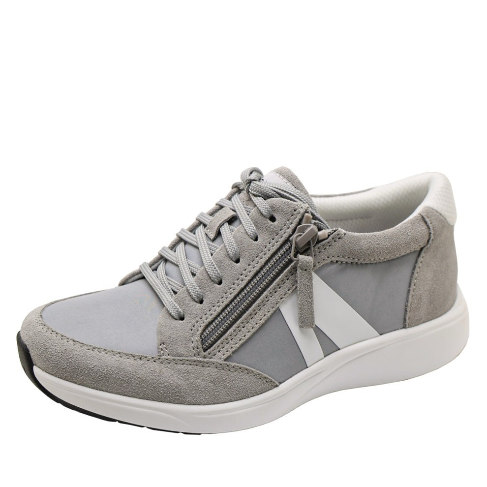 Alegria Womens Eazeer Shoes Ladies Sneakers w/ Zip in Grey-1